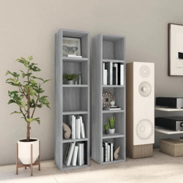 vidaXL Cd Cabinets 2 Pcs Grey Sonoma 21x16x93.5cm Engineered Wood, Grey 815319