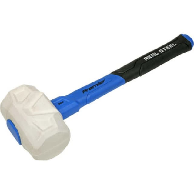 Loops 24oz Rubber Mallet with Fibreglass Shaft - Non-Marking Head - Textured Grip Clear