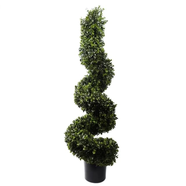 Leaf 120cm Sprial Boxwood Artificial Tree UV Resistant Outdoor Green unisex