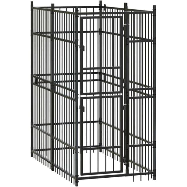 VIDAXL Outdoor Dog Kennel Steel 1.84 m² vidaXL 8720286661666