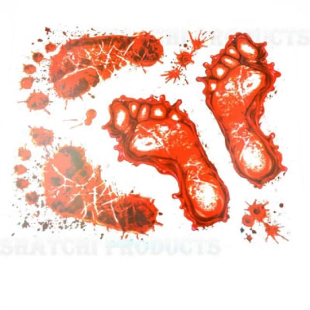 Shatchi 4Pcs Bloody Footprint Halloween Stickers - Scary House Wall Window Decor Orange unisex