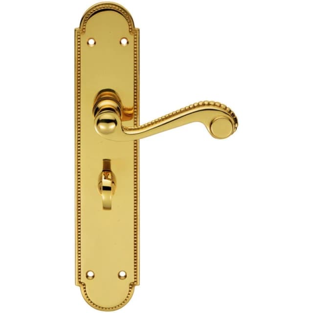 Loops PAIR Beaded Pattern Handle on Bathroom Backplate 249 x 50mm Polished Brass Metallics