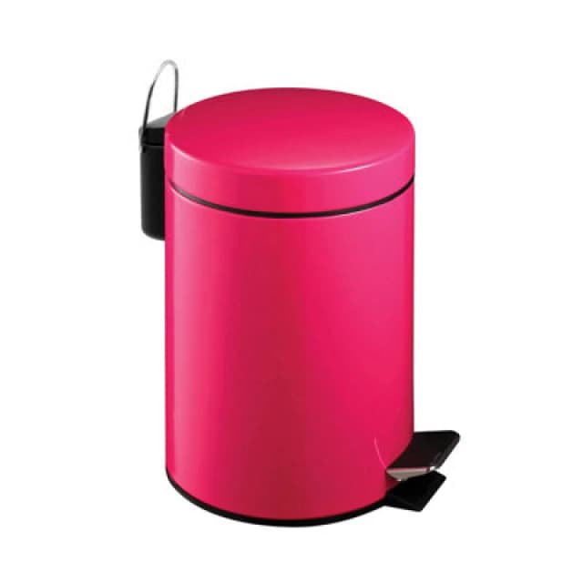 Premier Housewares Stylish Design 3Ltr Turqoise Pedal Bin, Compact Composite Bin For Kitchen, Convenient Bin With Handle Pink