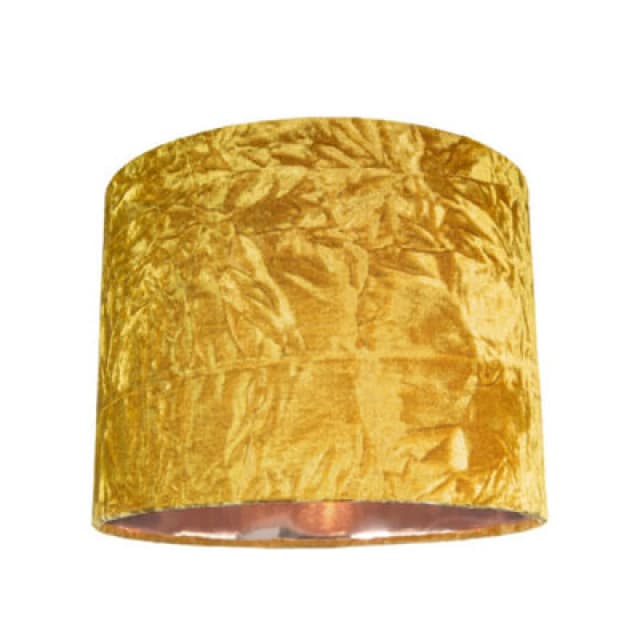 Happy Homewares Modern Ochre Crushed Velvet 8 Table/pendant Lampshade With Shiny Copper Inner