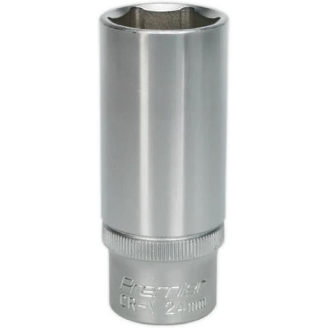 Loops 24mm Steel Deep Drive Socket - 1/2" Square Drive - Chrome Vanadium Socket Metallics