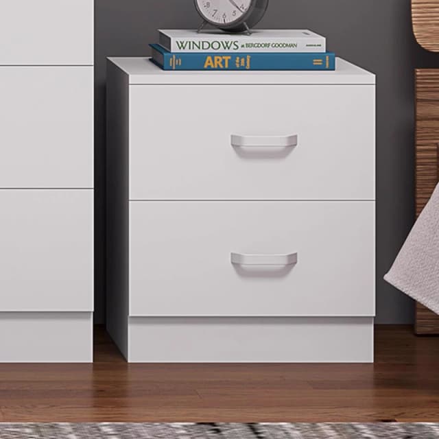 FWStyle FWStyle White 2 Drawer Bedside Table Chest Scratch Resistant White One Size Unisex 5056413127716