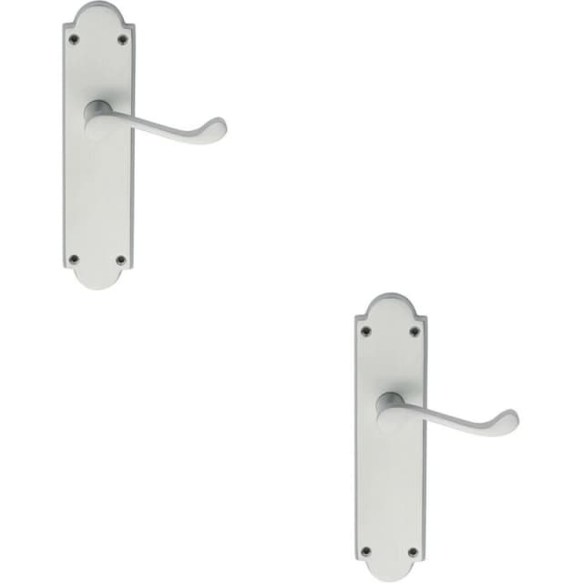 Loops 2x PAIR Victorian Scroll Handle on Latch Backplate 205 x 49mm Satin Chrome Multi