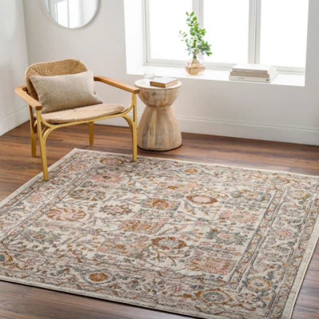 Livabliss Square Vintage Oriental Boho Burnt Orange Amira Area Rug 200 X 200 Cm - Easy Care, Non Shedding, Ideal For Living Room & Bedroom