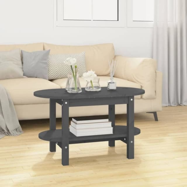 Vidaxl Coffee Table Grey 80X45X45cm Solid Wood Pine, Grey 822294