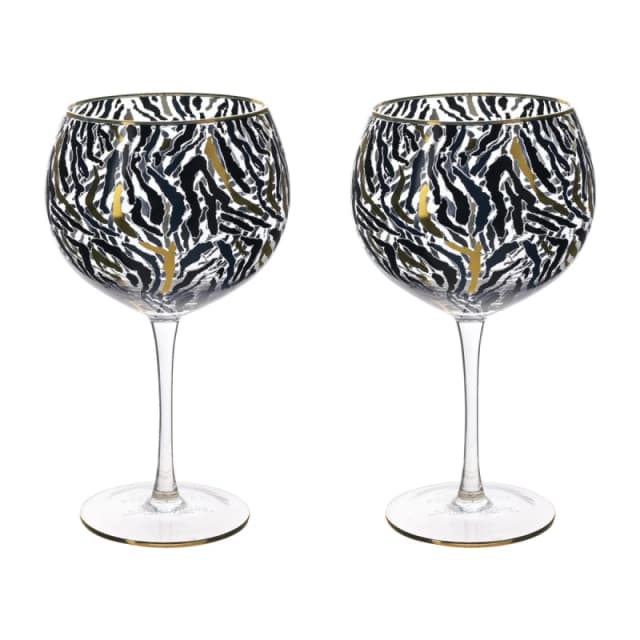Frida Set of 2 Zebra Print Gin Glasses Multi