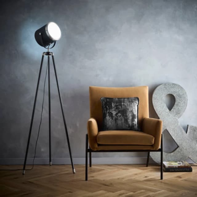 K Living Dagon Black And Satin Nickel Tripod Projector Spot Light Style Floor Lamp