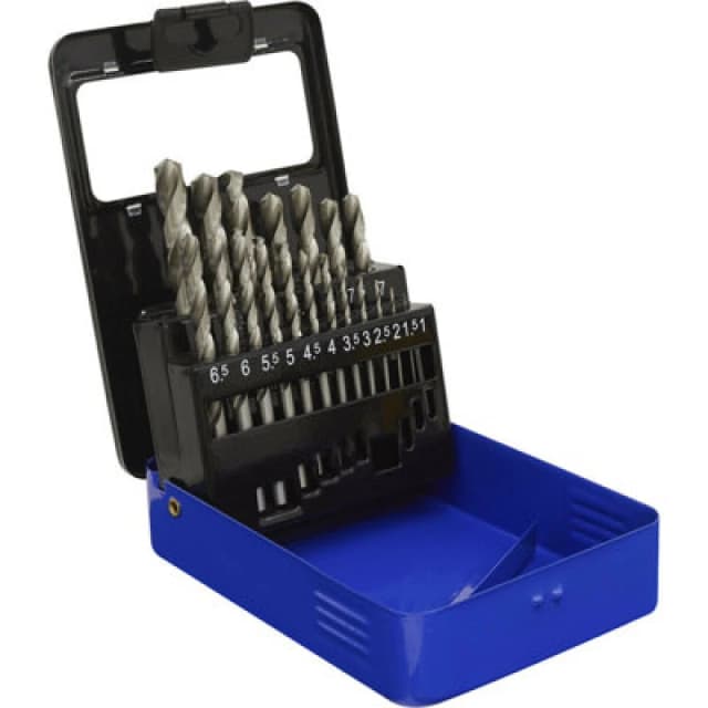 Loops 19 Piece Fully Ground HSS Drill Bit Kit - 1mm to 10mm Sizes - Split Point Tip Multi