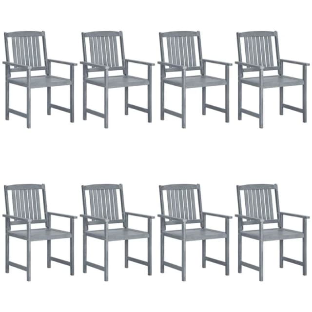 VIDAXL Garden Chairs 8 pcs Solid Acacia Wood Grey Vidaxl 8720286507988
