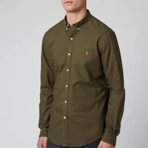 Polo Ralph Lauren Mens Slim Fit Garment Dyed Oxford Shirt - Defender Green - S
