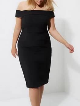 RI Plus Bardot Bodycon Dress Black Size 24 Women