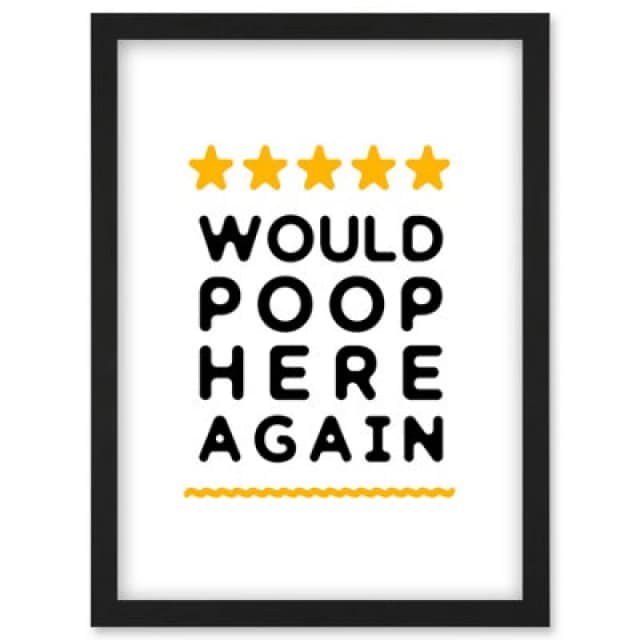 Artery8 Funny Bathroom Review Sign Five Stars Would Poop Here Again Funny Toilet Decor Wall Art Print - A4 Size