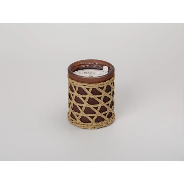 French Connection French Connection Woven Rattan Black Cherry & Cedarwood Candle - Long-Lasting Luxury Gift in Brown Size: Medium Brown Medium Unise