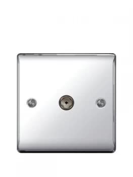British General Electrical Raised Coax TV Aerial Socket - Polished Chrome