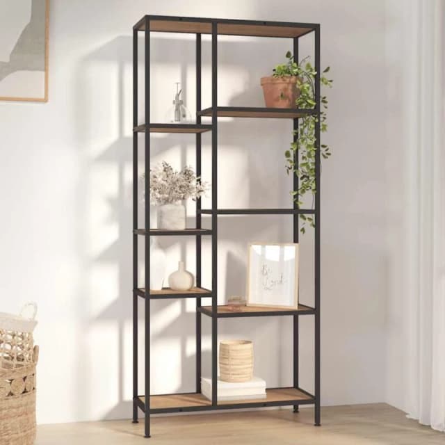 vidaXL Book Shelf 80x30x180cm Steel and Engineered Wood, Brown 336359