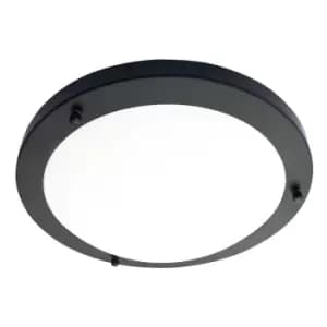 Spa 310mm Delphi LED Flush Ceiling Light 18W Cool White Opal Glass and Matt Black