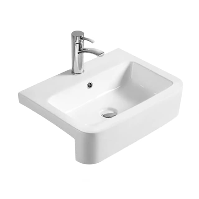 Balterley Soft Square Semi Recessed 1 Tap Hole Compact Basin 530mm White
