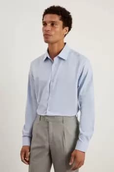 Mens Blue Tailored Fit Pure Cotton Twill Shirt