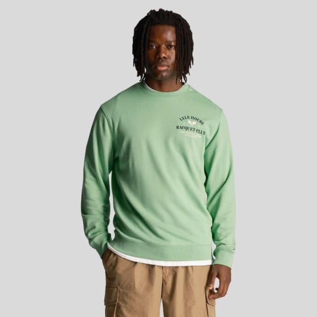 Lyle and Scott Racquet Club Graphic Sweatshirt Green male XS