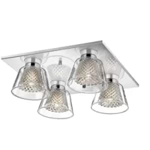 Netlighting Merano Elizabeth 4 Light Shade Cluster Ceiling Light Chrome Aluminiu