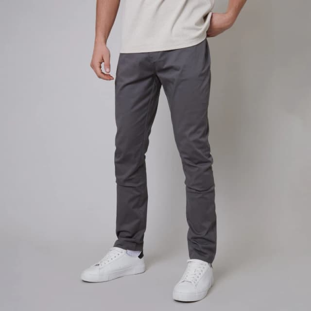 Threadbare Cotton Slim Fit 5 Pocket Chino Trousers With Stretch - Grey Grey One Size