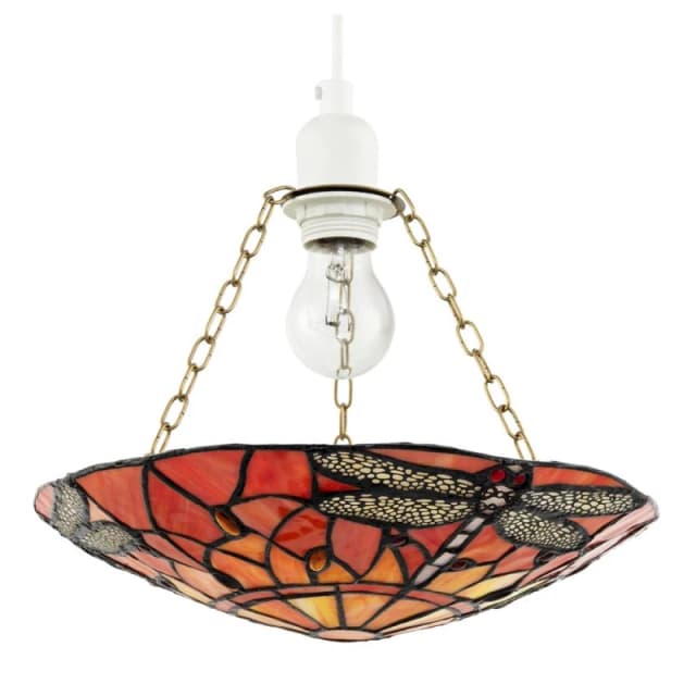 Happy Homewares Traditional Dragonfly Tiffany Glass Easy Fit Pendant Light Shade in Orange Orange Unisex