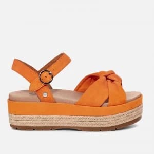 UGG Womens Trisha Suede Flatform Sandals - California Poppy - UK 3