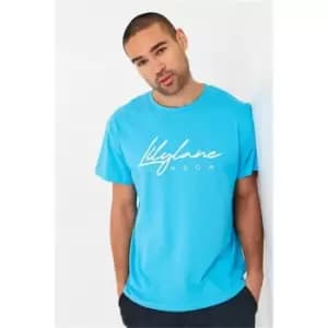 I Saw It First Blue Alinas Crew Neck Taped T-Shirt - Blue
