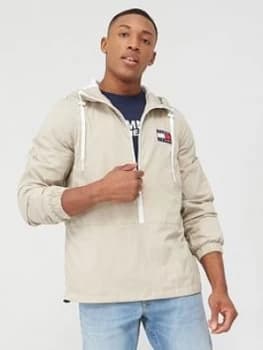 Tommy Jeans Contrast Zip Popover Jacket - Stone