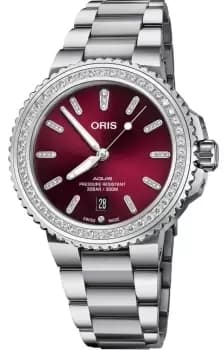 Oris Watch Aquis Date Diamond Red Bracelet