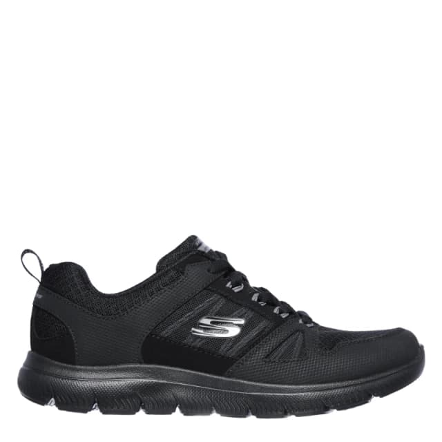 Skechers Mono Mesh Qtr Lace-Up W Mf Low-Top Trainers Womens Black female 2 (35)