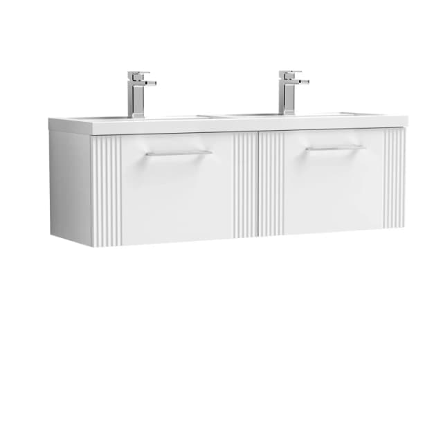 Balterley 2 Drawer Wall Hung Vanity Unit Double Polymarble Basin White 1200mm White