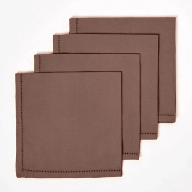 Homescapes Cotton Fabric 4 Napkins Set Chocolate