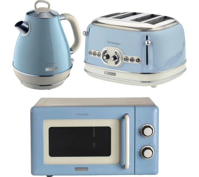 ARIETE Vintage ARPK63 Microwave, Jug Kettle & 4-Slice Toaster Bundle - Blue 5016368010259