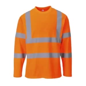 Portwest Mens Class 3 Hi Vis Long Sleeved Cotton Comfort T Shirt Orange 3XL