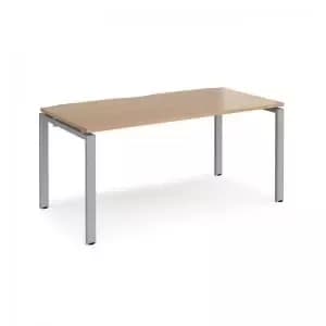 Adapt single desk 1600mm x 800mm - silver frame and beech top