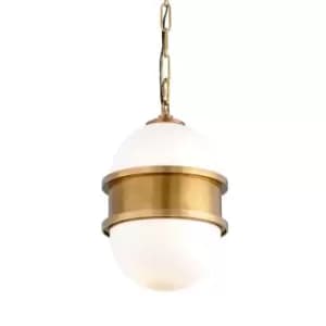 Broomley 1 Light Pendant Vintage Brass, Glass
