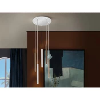 Schuller Lighting - Schuller Varas - Integrated LED 5 Light Cluster Drop Ceiling Pendant Matt White, Gold