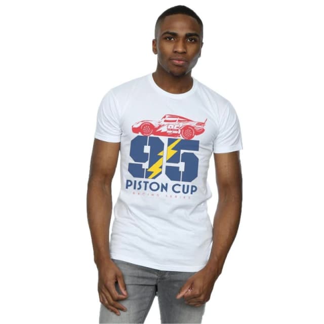 Disney Men Cars Piston Cup 95 T-Shirt in White Size: Small White S Male 5057245942058