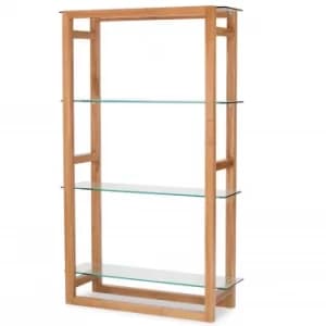Tribeca Solid American White Oak Bookcase with Glass Shelves