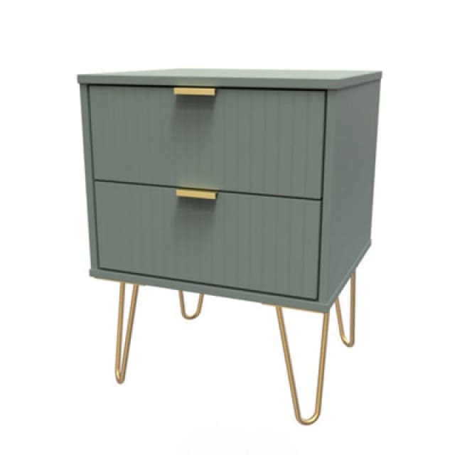 Welcome Furniture Ready Assembled Linear 2 Drawer Bedside Cabinet In Reed Green LIF005RGRG