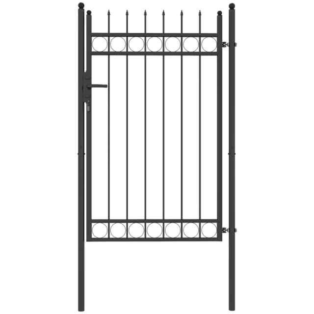 Outsunny Galvanised Steel Garden Fence Gate Security Barrier with Lock, Keys, Black B70-072V00BK