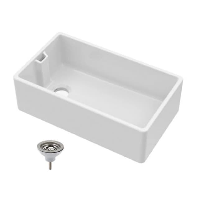 Balterley Single Bowl Fireclay Belfast Kitchen Sink with Waste 795 x 460 x 254mm White