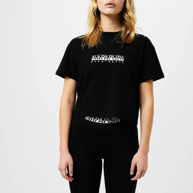 Napapijri Boxy Cropped T Shirt Black female 12 (M)