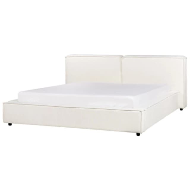 Beliani Bed Fabric Linards 180 X 200 Cm (Eu Super King) Off-White