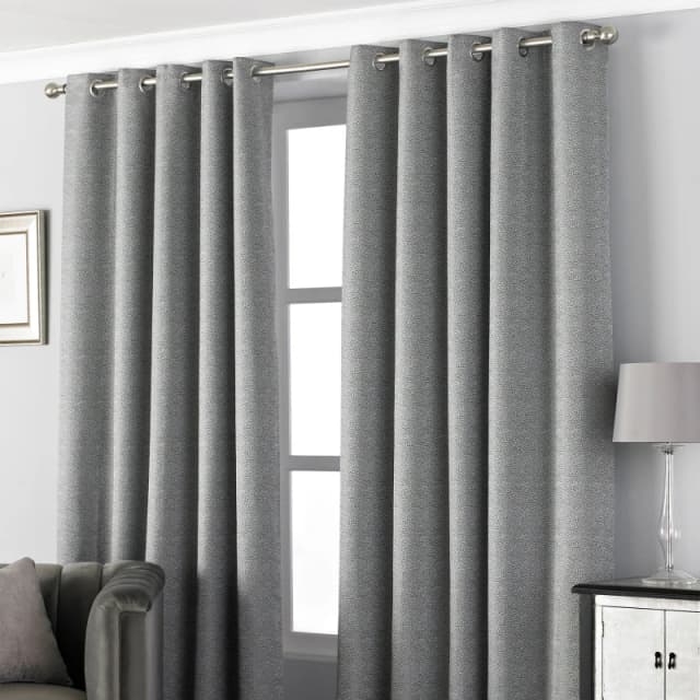 Paoletti Paoletti Pendleton Eyelet Curtains in Dark Grey Size: 168cm width x 229cm drop Dark Grey 168cm width x 229cm drop Unisex 5025532297785